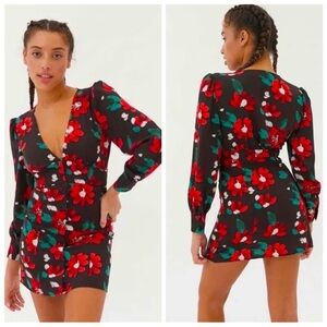Urban Outfitters Michelle floral mini long sleeve dress Size S-P